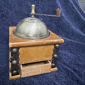 Vintage Coffee Grinder with Metal Top